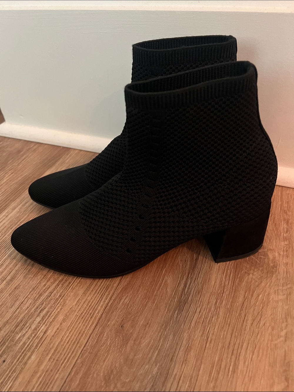 Eileen Fisher Black Knit Pointed Sock Ankle Boots